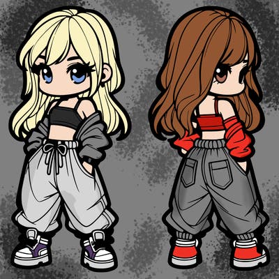 girl in crop top and baggy pants