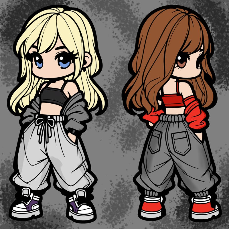 girl in crop top and baggy pants