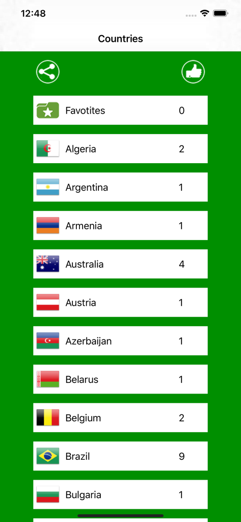 Public transport maps offline - A list of countries with available offline public transport maps in the mobile app interface.