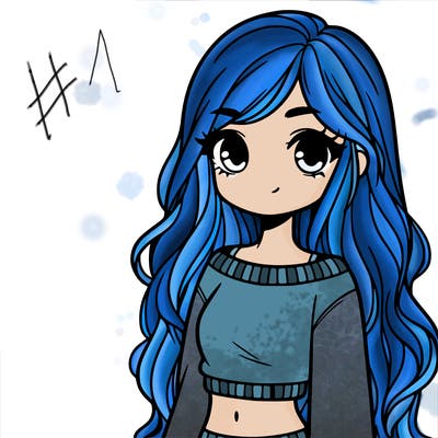 girl with long hair and a crop top with a sweater