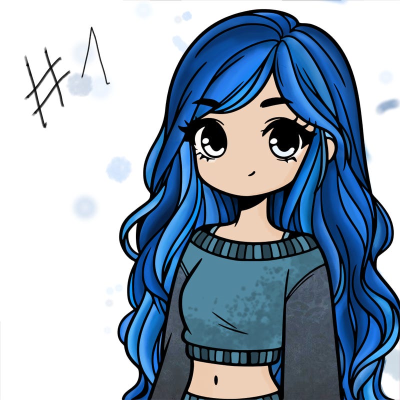 girl with long hair and a crop top with a sweater