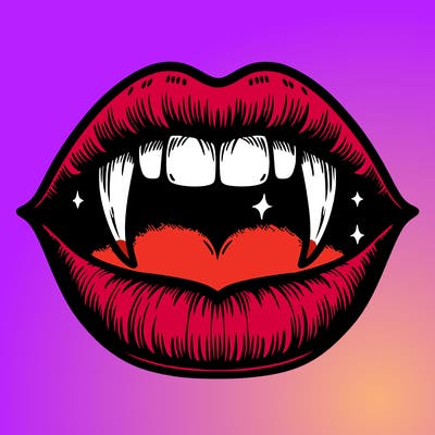 lips with vampire teeth