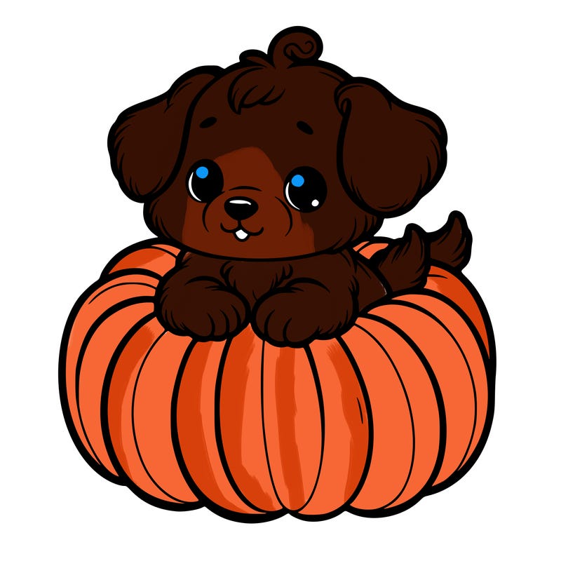 cute little puppy in a pumpkin