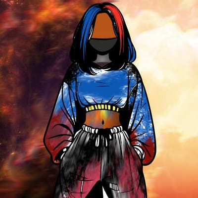 realistic girl faceless with baggy pants and a crop top