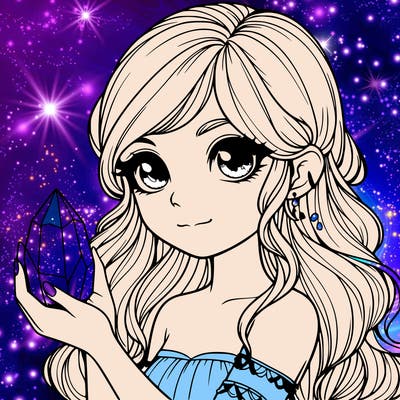 realistic girl with a mystical crystal