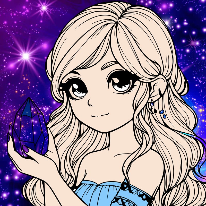 realistic girl with a mystical crystal