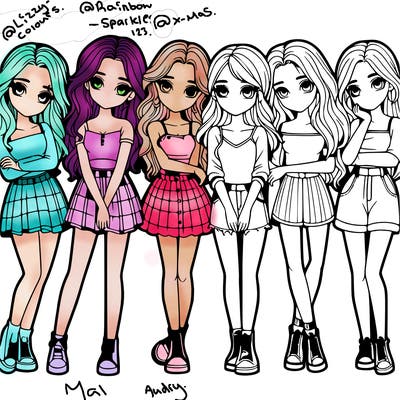 a group of girls realistic