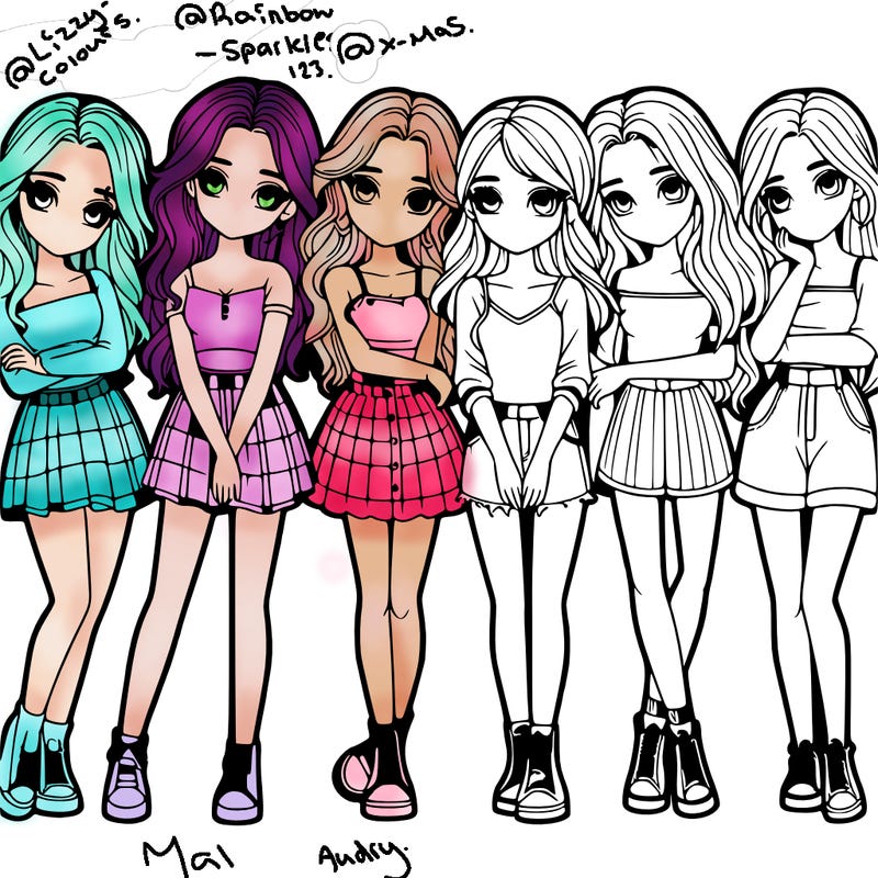 a group of girls realistic