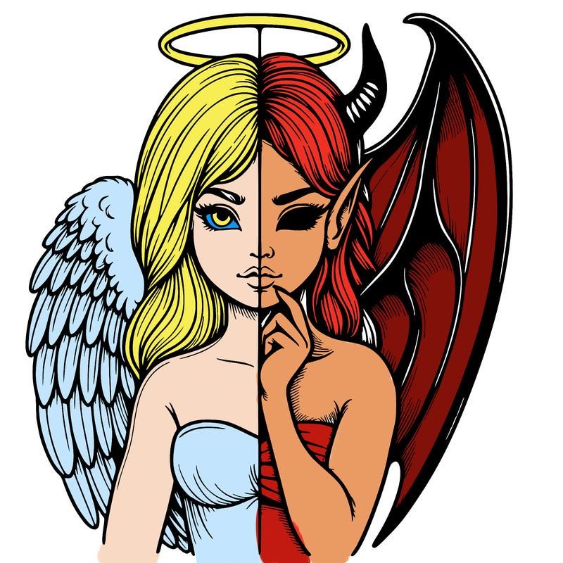 realistic angel half demon