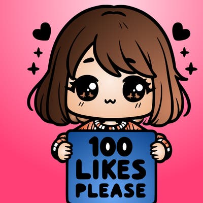 cute girl holding a sign saying 100 likes please