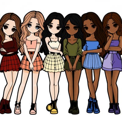 a group of girls realistic