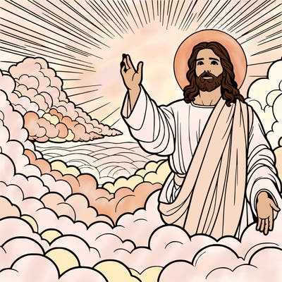jesus christ made of clouds with a beautiful heavenly background