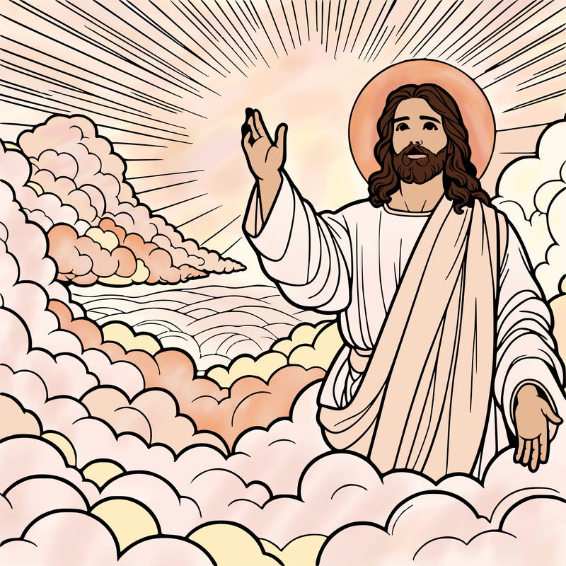 jesus christ made of clouds with a beautiful heavenly background