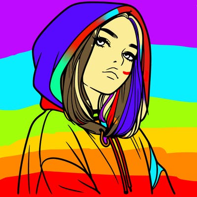 a realistic girl in a hoodie