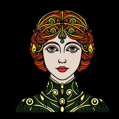 portrait of a simple woman in gustav klimt style