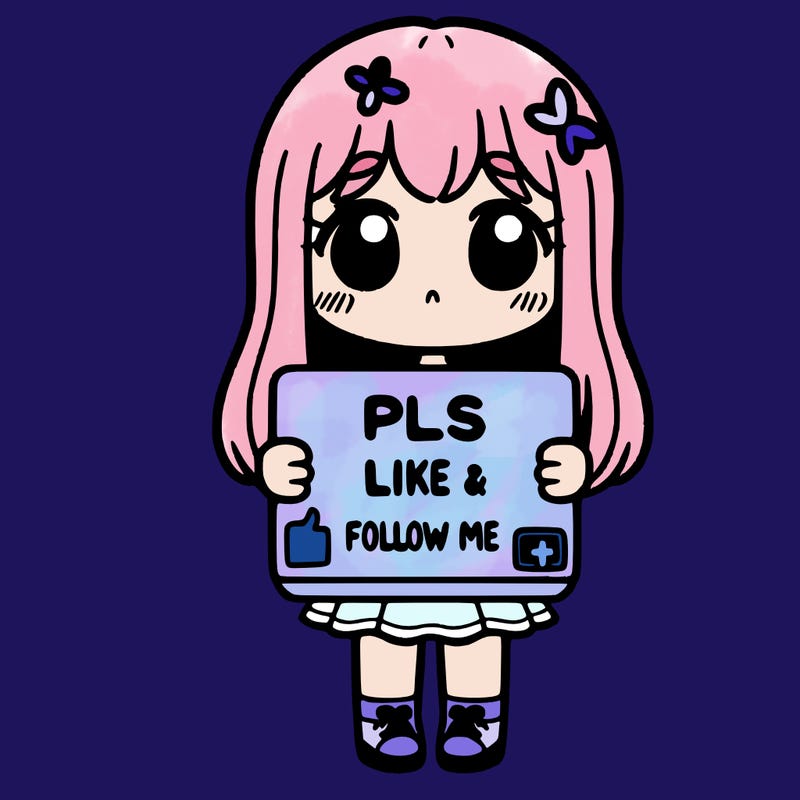 girl holding a sign that says pls like and follow me