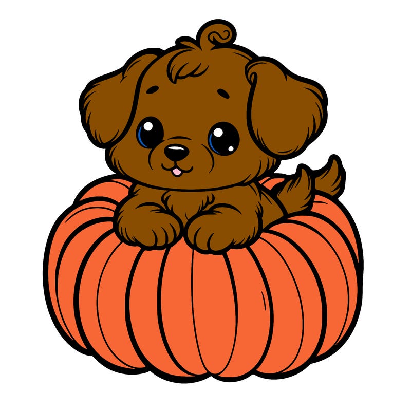 cute little puppy in a pumpkin