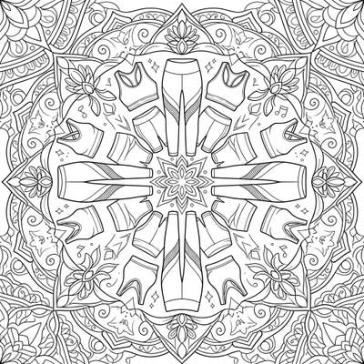 Step into a world of rhythmic artistry with this captivating Dance Activewear Mandala coloring page. This intricate design blends athletic fashion with a calming symmetrical pattern, perfect for mindful coloring.