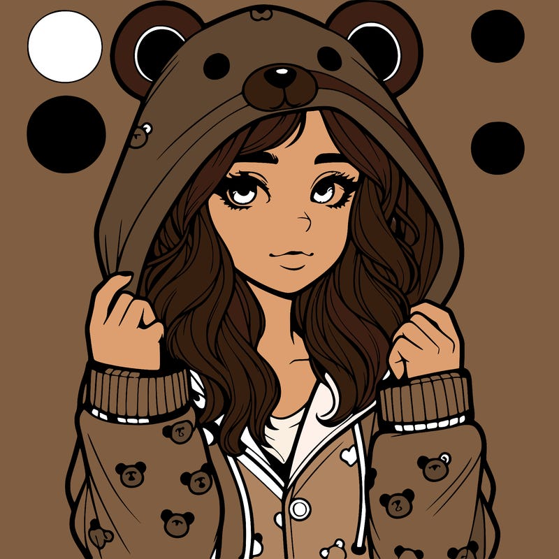 realistic girl in a animal pjs hoodie