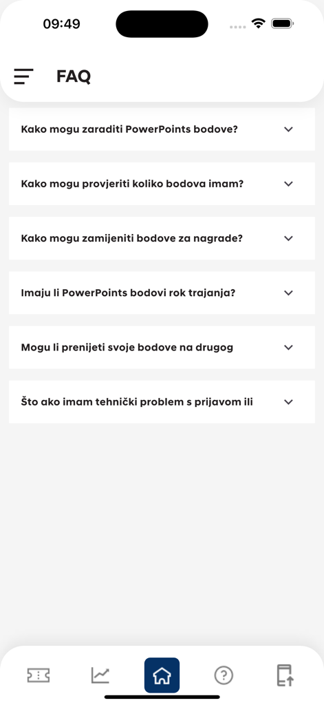 Hyundai Power Points - FAQ screen of the Hyundai Power Points app showing questions about earning and redeeming rewards