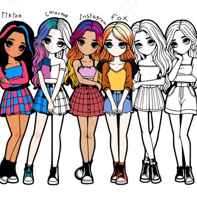 a group of girls realistic