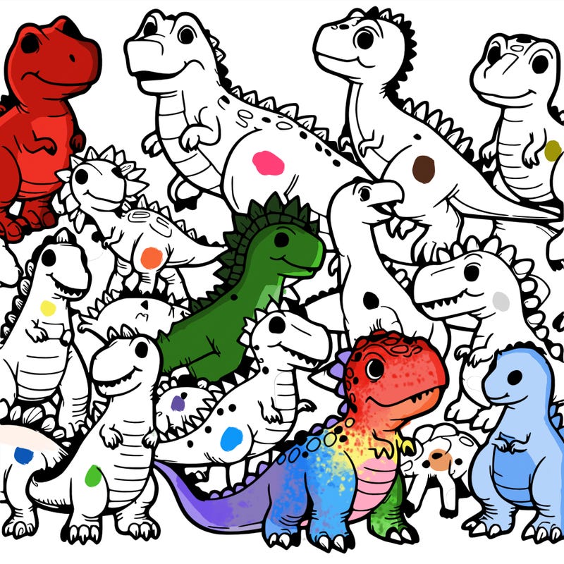 a bunch of dinosaurs