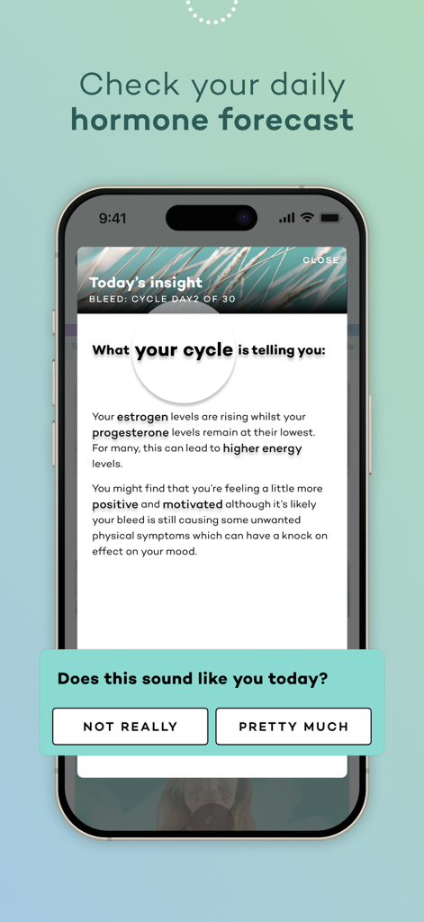 Moody Month: Hormone Tracker - Moody Month app screen showing daily hormone cycle insights and forecasts