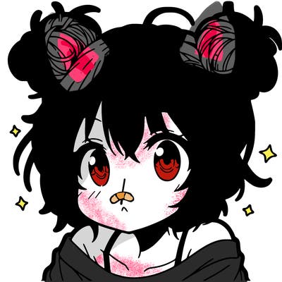 a manga girl with messy small buns