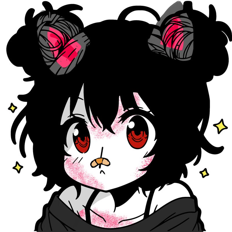 a manga girl with messy small buns