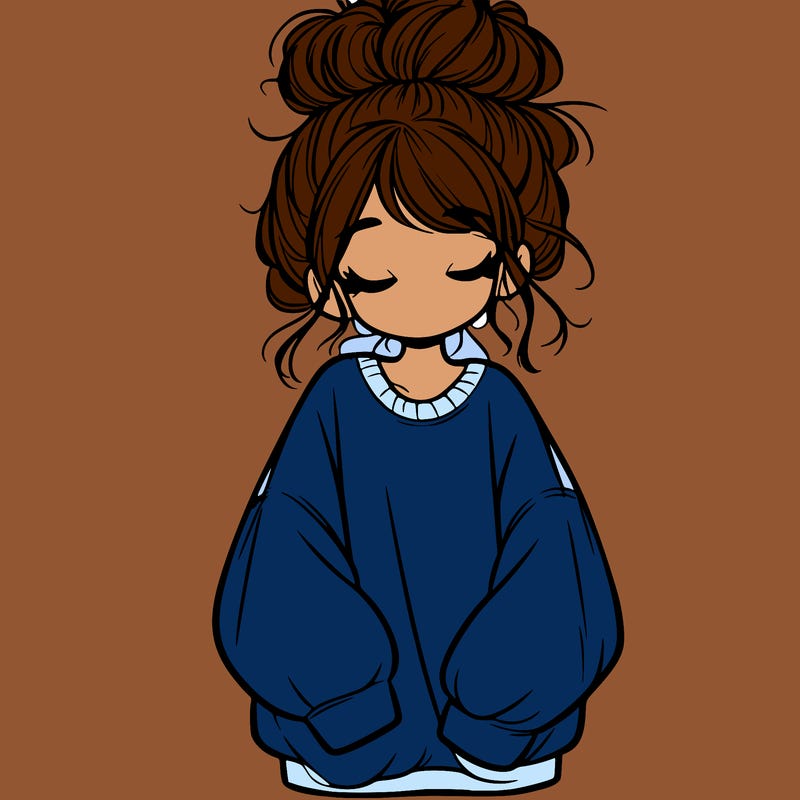 girl with baggy sweatshirt and messy bun