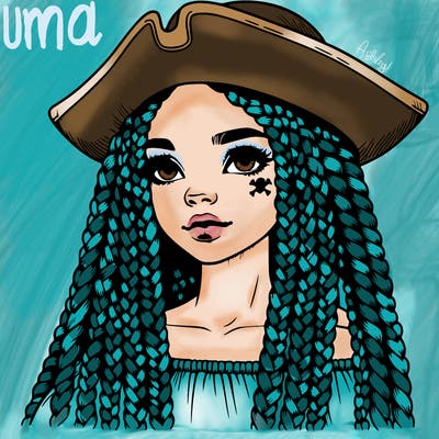 realistic girl with box braids and i realistic pirate hat