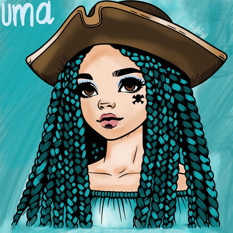 realistic girl with box braids and i realistic pirate hat