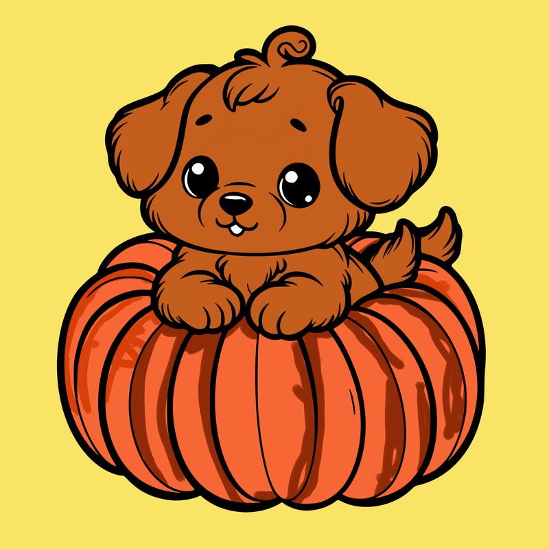cute little puppy in a pumpkin