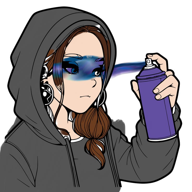 a realistic girl, spray painting