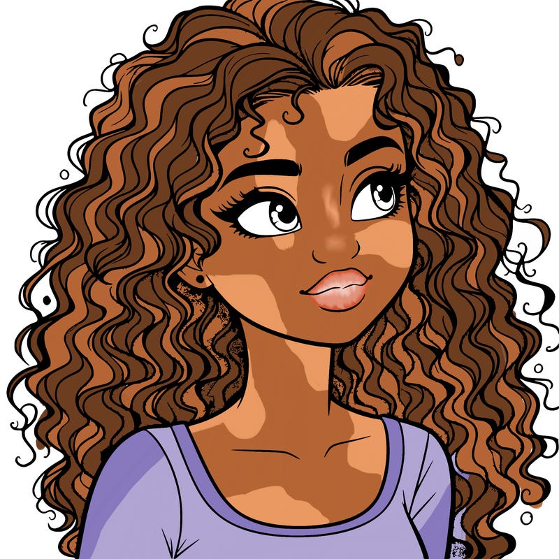 realistic girl with curly hair