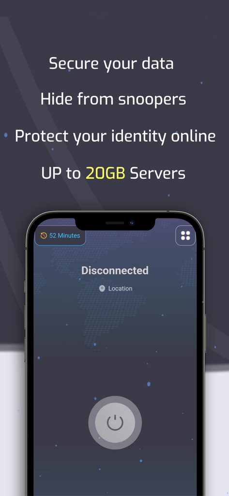 NexVPN - Fast & Secure VPN - NexVPN app interface on iPhone showing data security and privacy features
