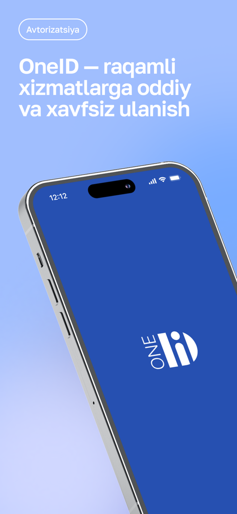 OneID mobile - La pantalla de bienvenida de la aplicación móvil OneID para acceso seguro a servicios digitales en Uzbekistán
