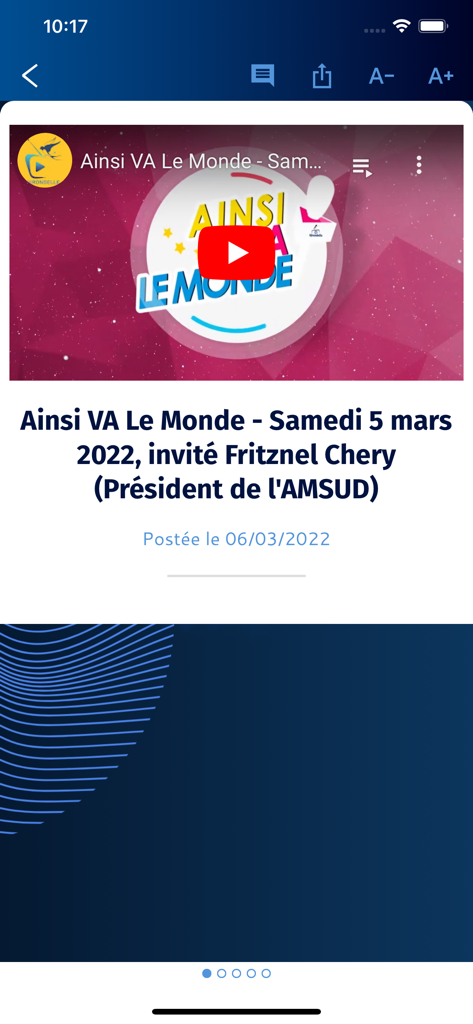 Radio Tele Hirondelle - Radio Tele Hirondelle app video player showing a news broadcast from Les Cayes Haiti