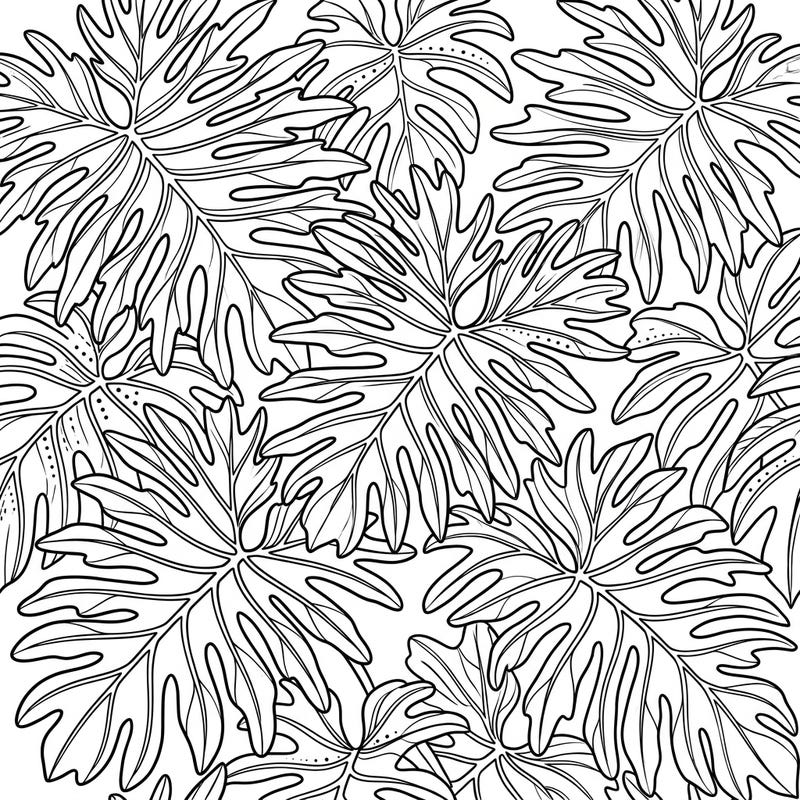 Discover the soothing beauty of nature with this Philodendron leaf coloring page, thoughtfully designed for seniors. Its clear, thick lines and elegant botanical patterns offer a relaxing and engaging artistic experience.