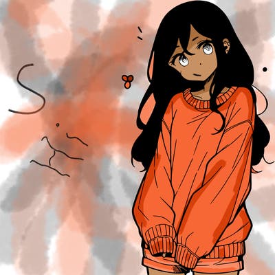 manga teen girl  in a sweater and baggy pants