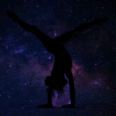 realistic gymnastic hand stand girl in four splits