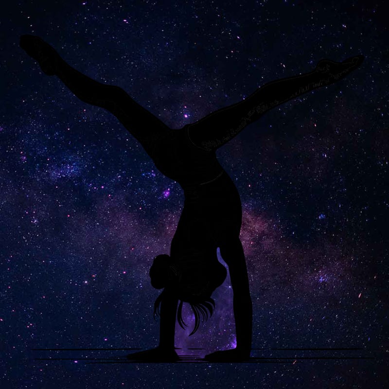 realistic gymnastic hand stand girl in four splits