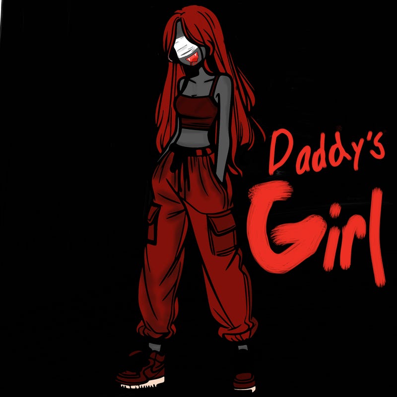 girl in baggy pants crop top and long hair