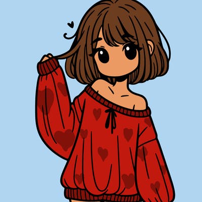 girl in baggy sweater hanging off her shoulder