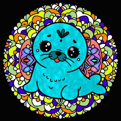 a cute baby seal mandala