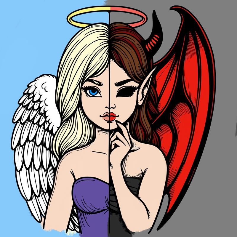 realistic angel half demon