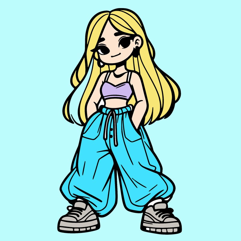 girl in crop top and baggy pants