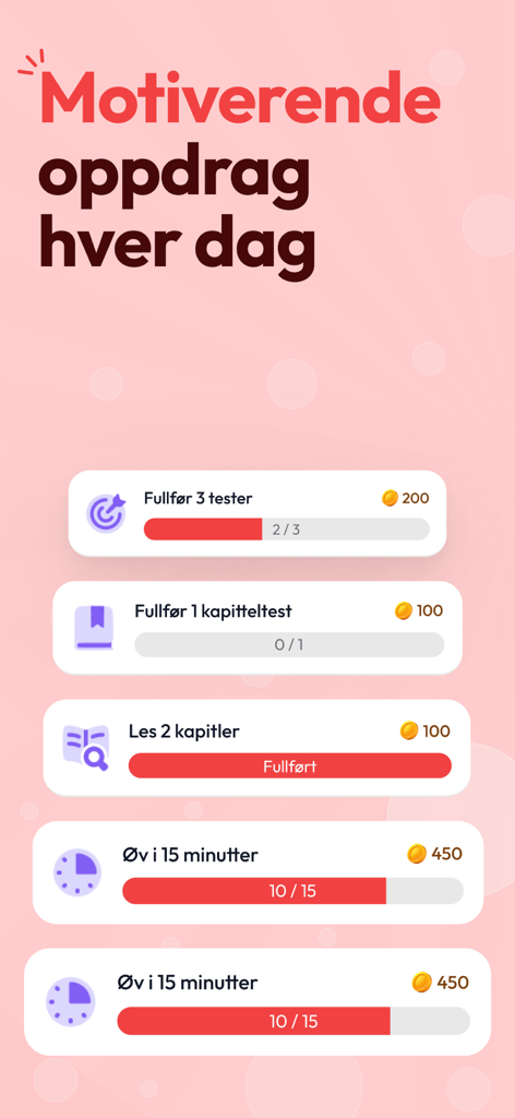 Drivly: Pass your permit test - Una lista de objetivos de estudio diarios y recompensas en la aplicación Drivly para obtener la licencia de conducir.