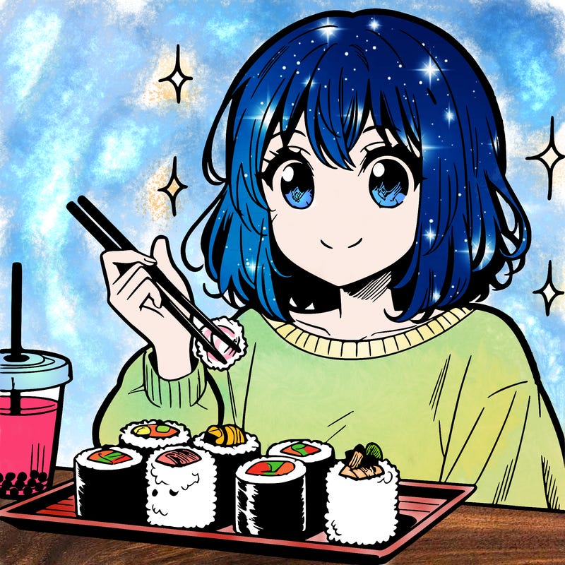 manga girl who loves sushi