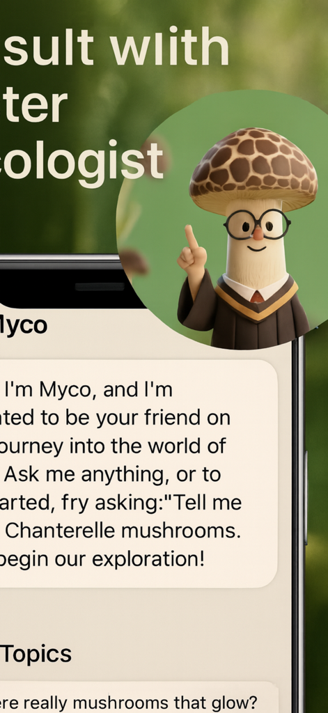 Interface de chat de l'assistant expert en champignons IA dans l'application FungiSnap